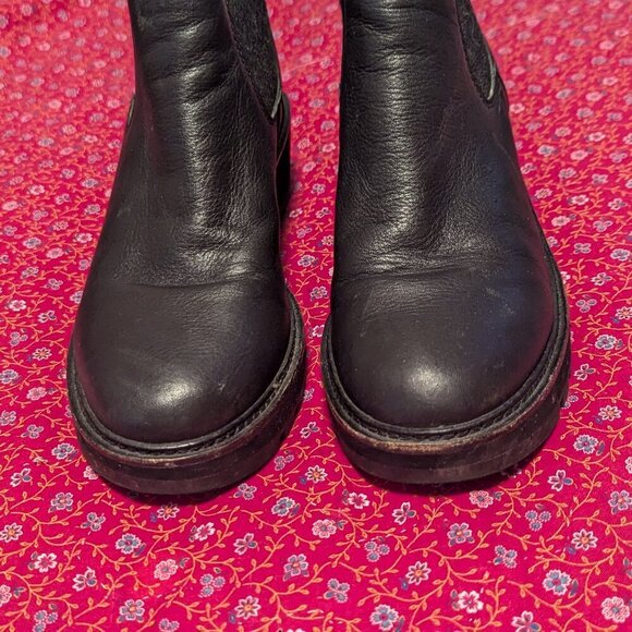 Eileen Fisher Chelsea Wedge Washed Leather Platform Lug Boot Chunky 7.5 - Picture 9 of 11